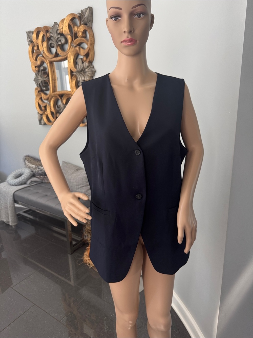 NWT Sleeveless Navy Button Vest